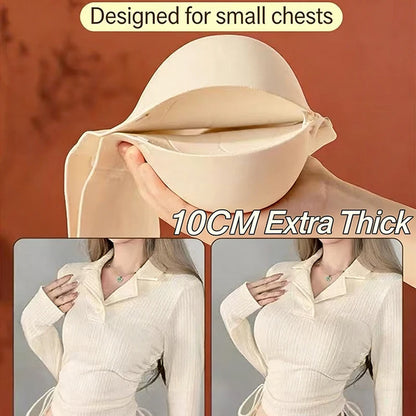 10CM Extreme Push up Strapless Bra for Small Chest Front Closure Anti-Slip Lift Perky Fake Boobs AA a B Cups No Side Bulge