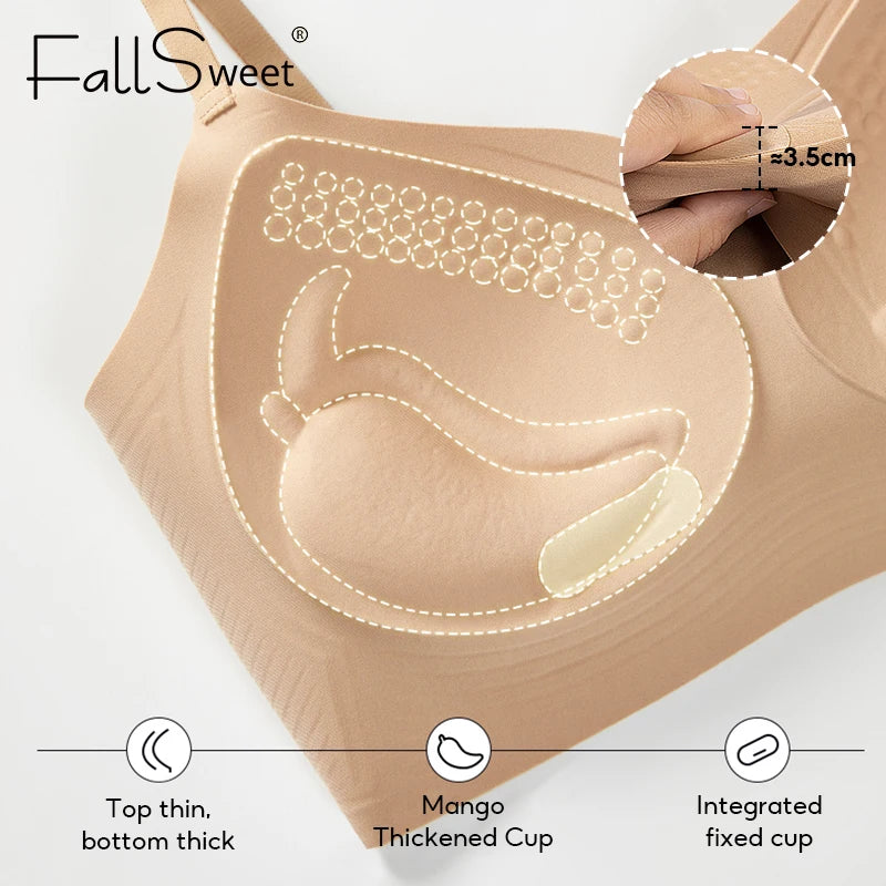 FallSweet Classical Red Plaid Push Up Bra for Women Seamless Wireless Bralette Female Invisible Brassiere Small Breasts Lingerie