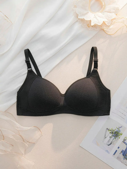 Full Cotton No Steel Ring Bra for Women Summer Breathable Light Color Plus Size Bras Girls Gathered Chest Lift Fashion Underwear