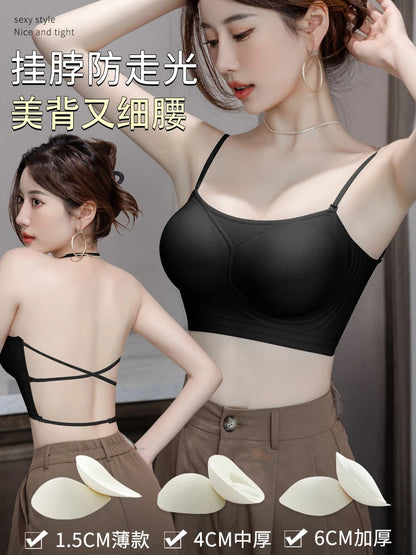 MOYISU Strapless Push Up Bra Underwear, Cross Back for Small Chest, Padded Enhancer Adhesive Lift to Look Bigger, Deep Plunge