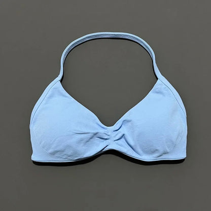 HISTELLO Impact Strappy Bra Gym Top Women High Support Thin Strap Halter Sports Seamless Bras Scrunch Push-up Workout Yoga Tanks
