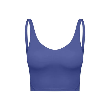 SHINBENE Women's V-neck Slimming Fitness Long-sleeve Padded Short-sleeve Sports Bra Yoga Bra Classic Athletic Tank Top