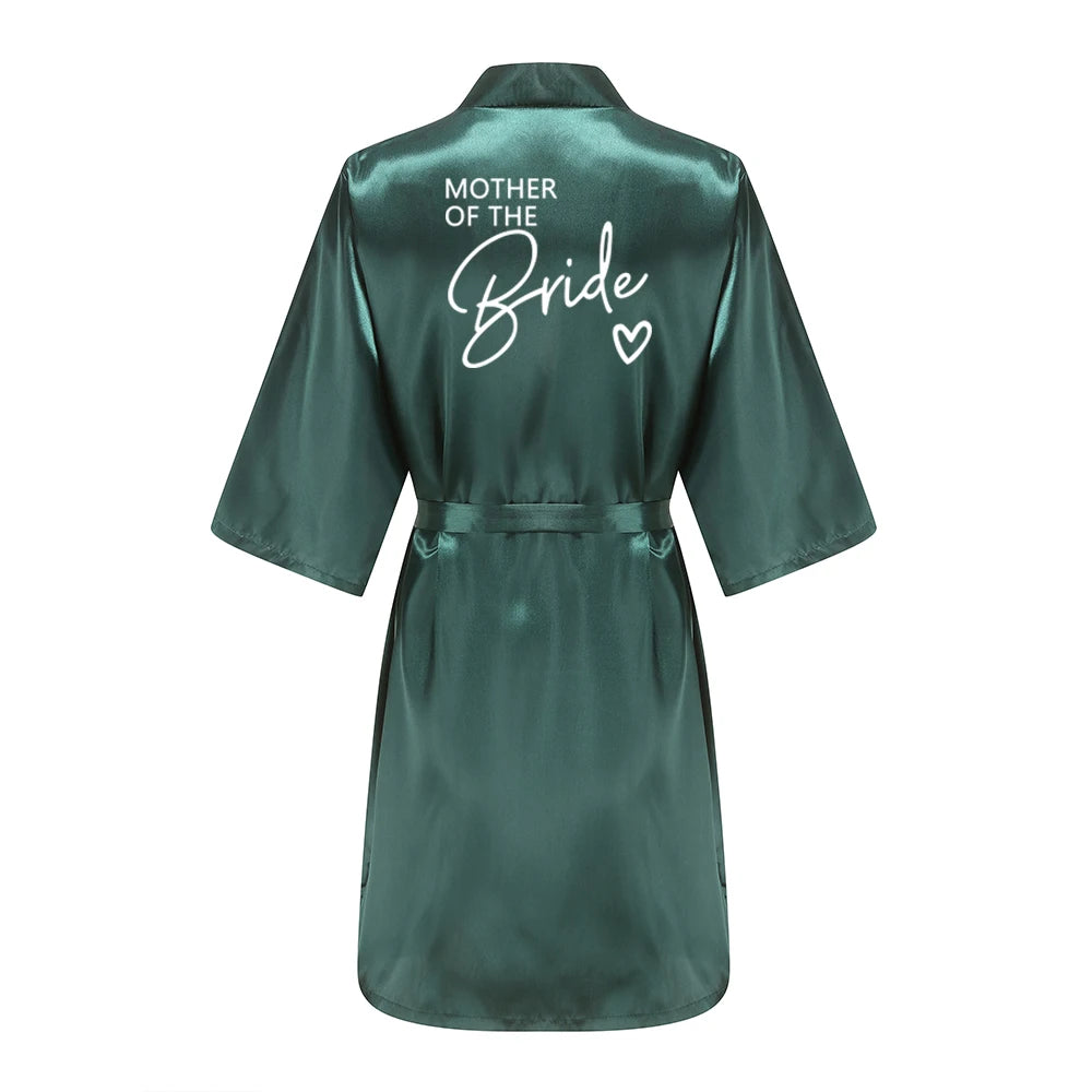 Wedding Party Team Bride Robe Kimono Satin Pajamas Bridesmaid Bathrobe With White Letters YE8171