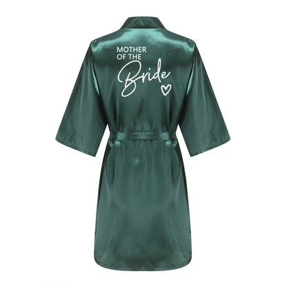 Wedding Party Team Bride Robe Kimono Satin Pajamas Bridesmaid Bathrobe With White Letters YE8171