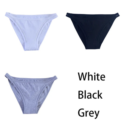3Pcs/set Women Cotton Panties Female Mesh Underpants Solid Color Bikini Briefs Underwear Ladies Sexy Panty Girls Lingerie
