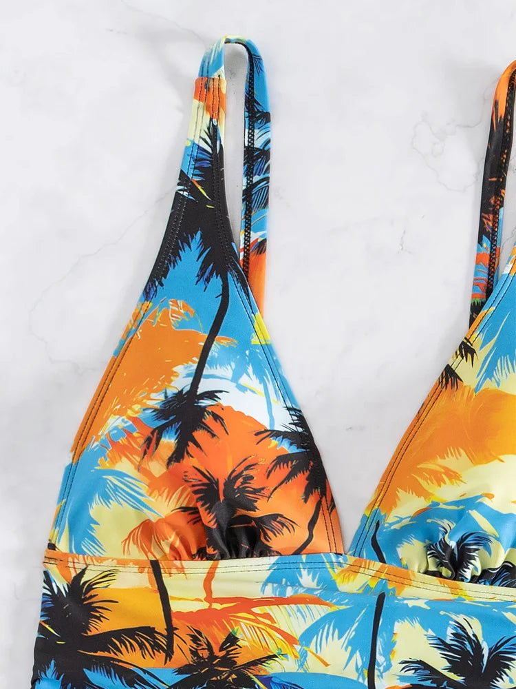 Vigorashely Sexy 2026 Print Strapped Bikini Set High Waist Push UP Swimsuit Women Backless Swimwear Summer Beach Bathing Suit