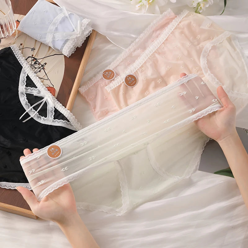 3PCS Lifter Women Fashion Female Panties Mesh Thin Plus Size Panties Lingerie Sexy Underware Woman Underwear Briefs Seamless