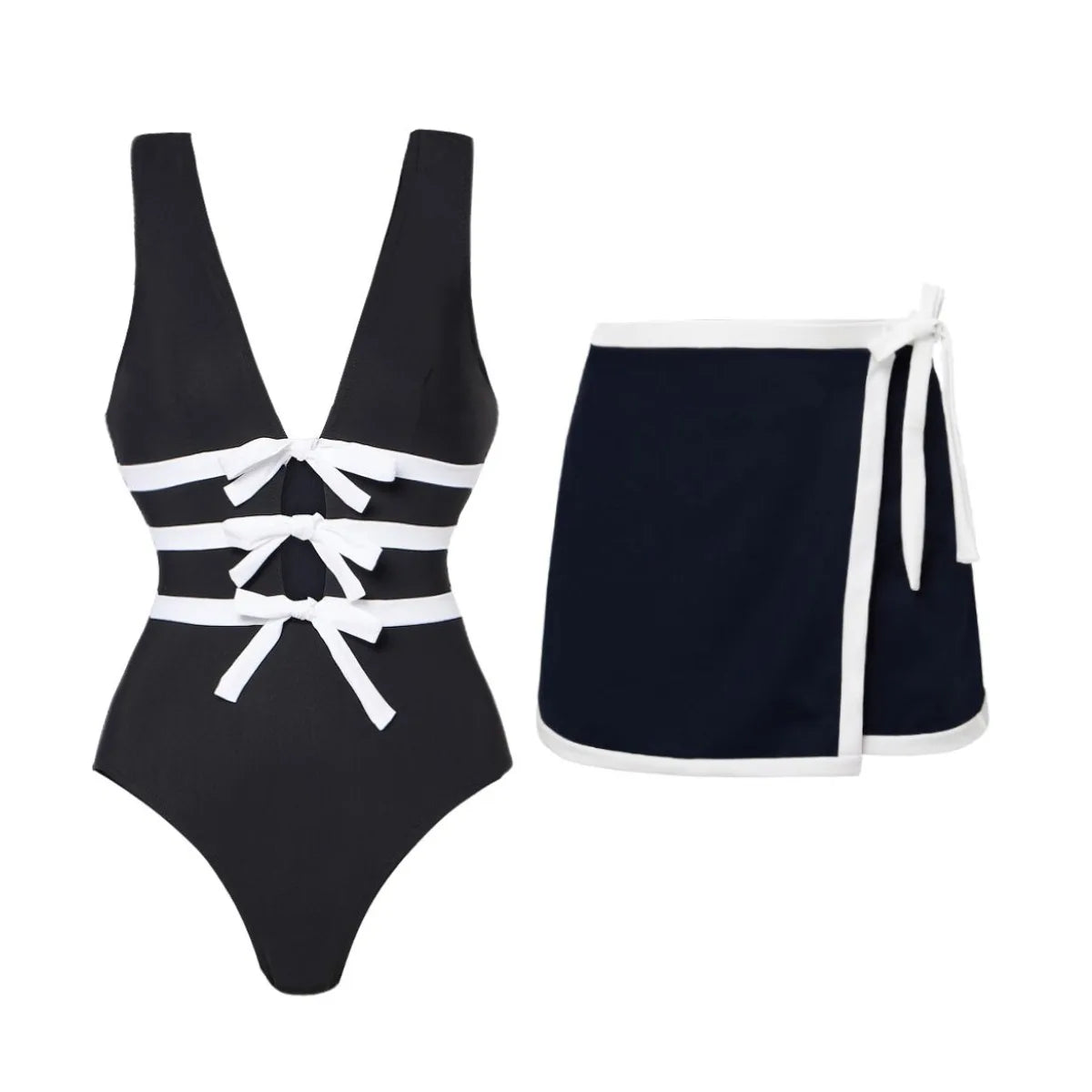 2025 Sexy Women's Swimsuit New Strapless Simple One-piece Swimwear with Shorts Two-piece Set Sliming Bodysuit Beachwear Monokini