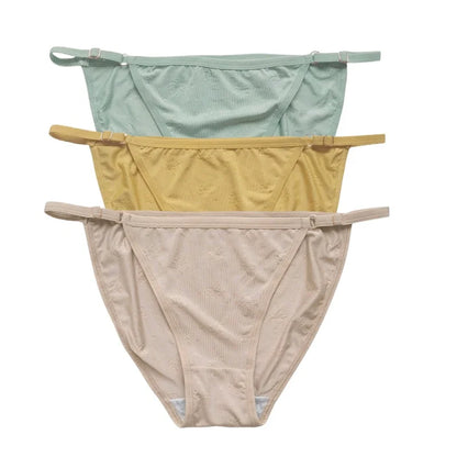 3Pcs/Set Ice Silk Panties Women Low Rise Briefs Brazilian Panties Solid Color Underwear Female Underpants Sexy Lingerie S-XL