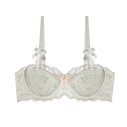 Victorian Style French Lace Lingerie Set Small Boobs, Anti Sagging Thin Half Cup Push Up Bra Wireless Comfort for Women Elegant