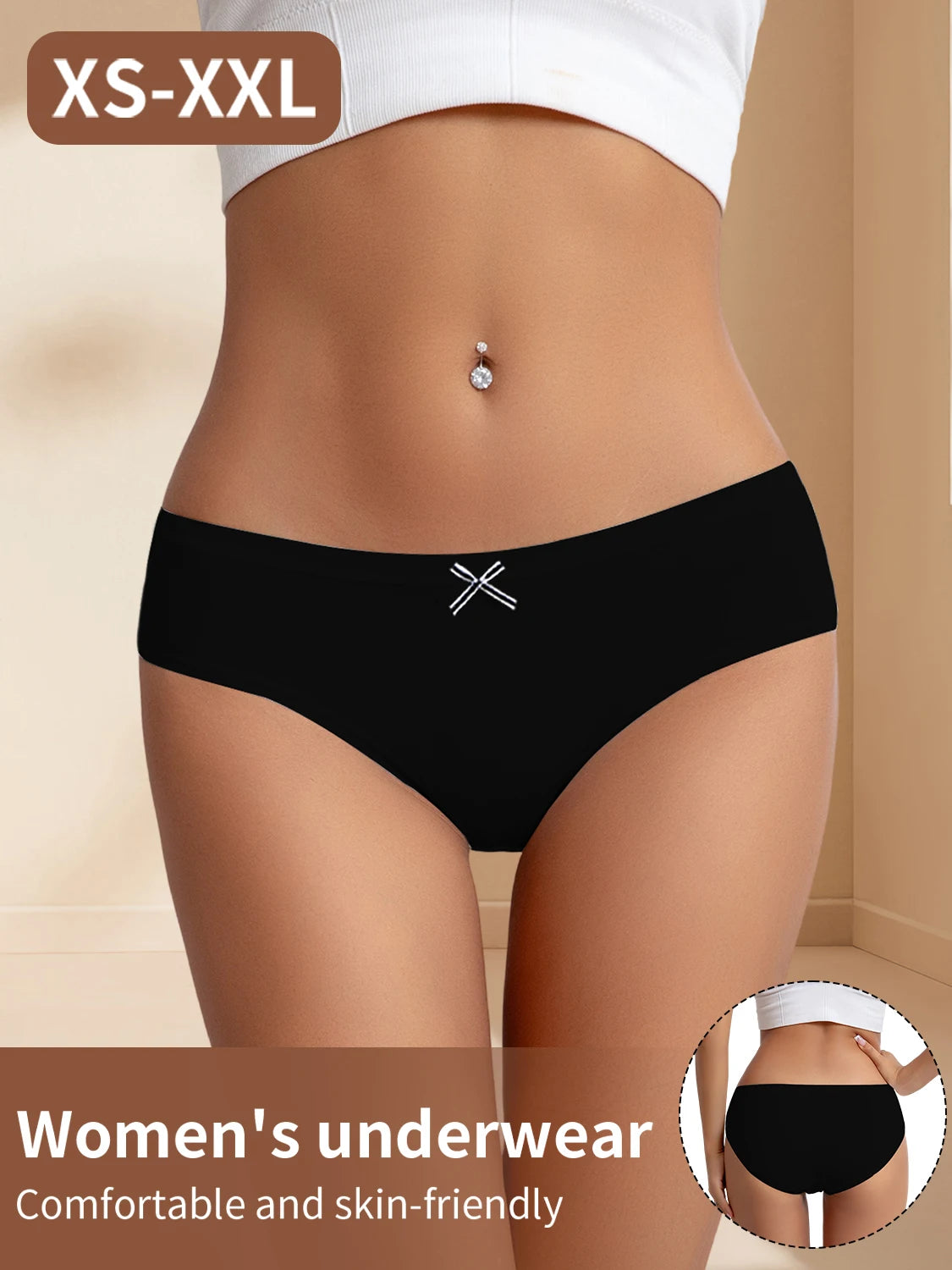 3PCS Cotton Women Panties Underwear Cute Bowknot Design Girls Briefs Lingerie Simple Low-Waist Comfortable Underpants
