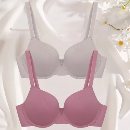 2Pcs/Set Comfortable Adjustable Push Up Bra Shockproof Lingerie Wireless Deep V Bra Anti-sagging Brassiere for Women Summer Bras