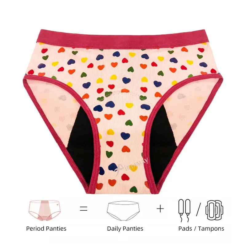 Leakproof Multi-color Fashion Print Women's Pads Absorbent Cotton Period Underwear Four-layer Physiological Pants for Girls