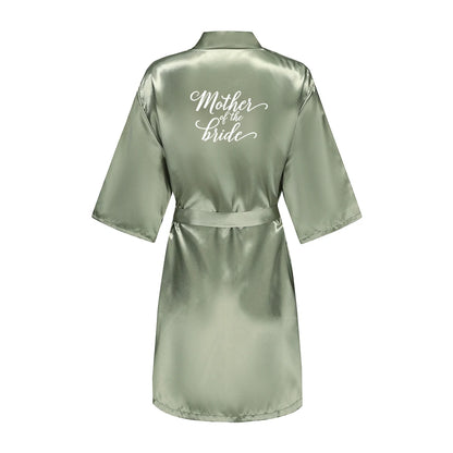 Women's Satin Robe Silk Kimono Bathrobe Pure Short Sexy Sleepwear Bridesmaid Bride Party Robes Grass Green