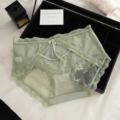 Women's Panties Sexy Briefs Women's Hollow out Semi-Transparent Soft Breathable Triangle Underwear Lace Flower Pattern Plus Size