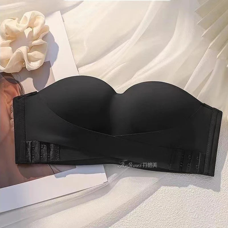 Big Breasts Underwear Sexy Lingerie S-Xl Plus Size Front Buckle Seamless One-piece Bra Cup Invisible Strapless Bra For Women