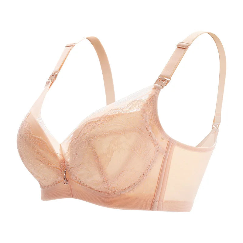 New Pure Cotton Double Button Breastfeeding Bra With Thin Gathered Anti Sagging No Steel Ring Soft Comfortable Women's Underwear